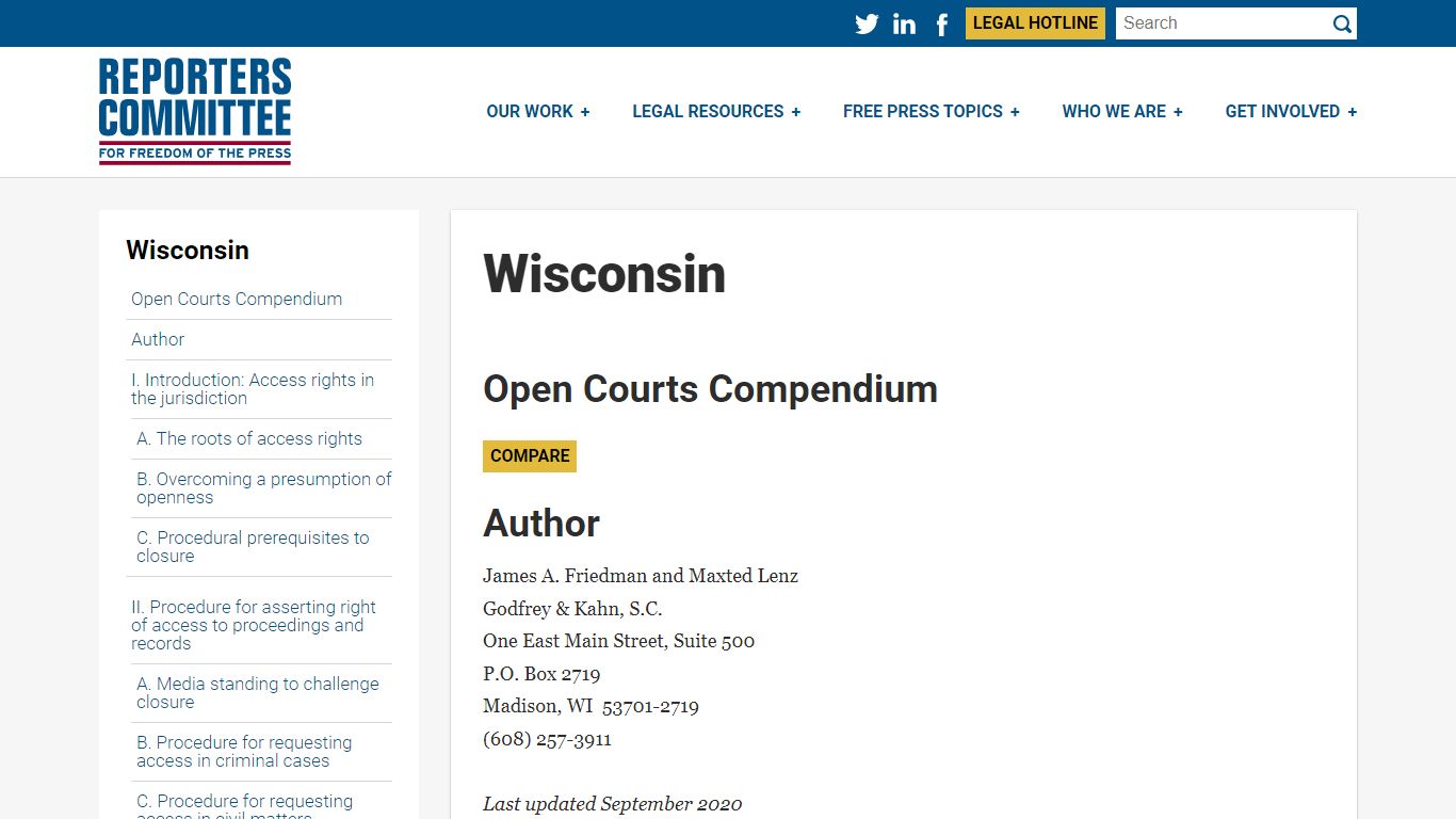 Open Courts Compendium Wisconsin - Reporters Committee